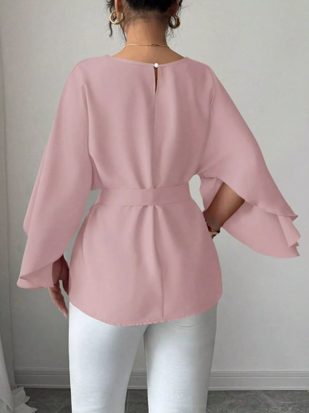 Batwing Sleeve Belted Blouse (21)