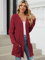 Pocketed Open Front Long Sleeve Cardigan (33)