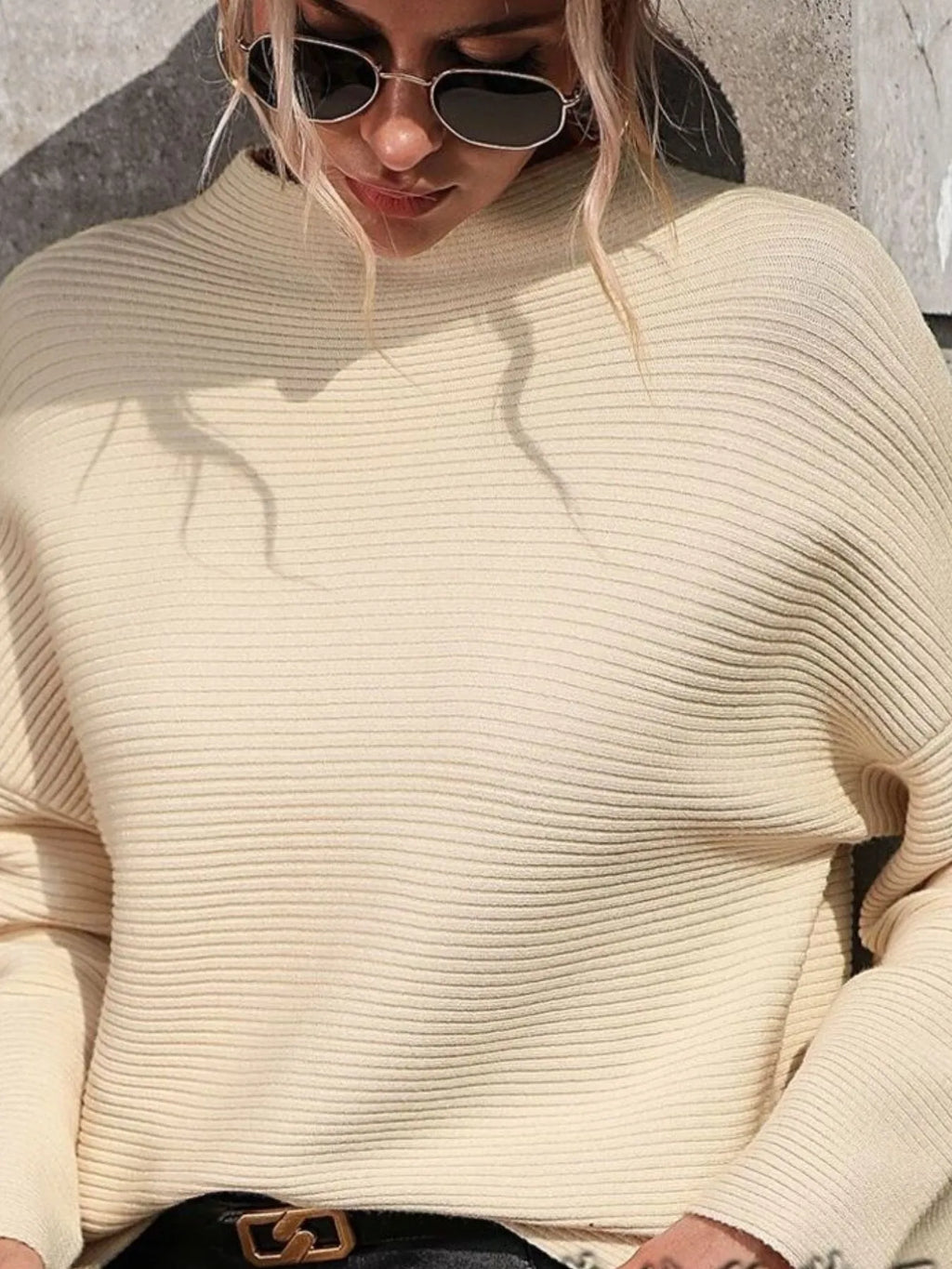 Mock Neck Drop Shoulder Knit Top (3)