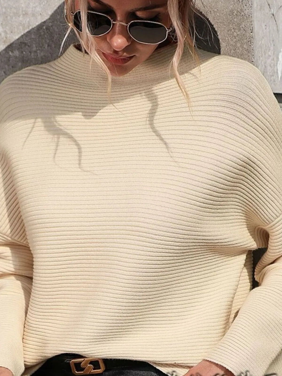 Mock Neck Drop Shoulder Knit Top (3)