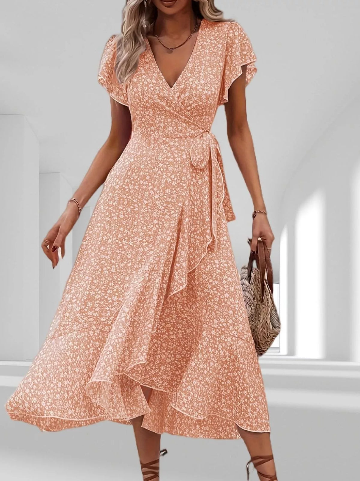 Floral Print Ruffle Hem Wrap Midi Dress (12)