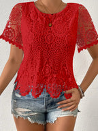 Lace Short Sleeve Blouse (14)