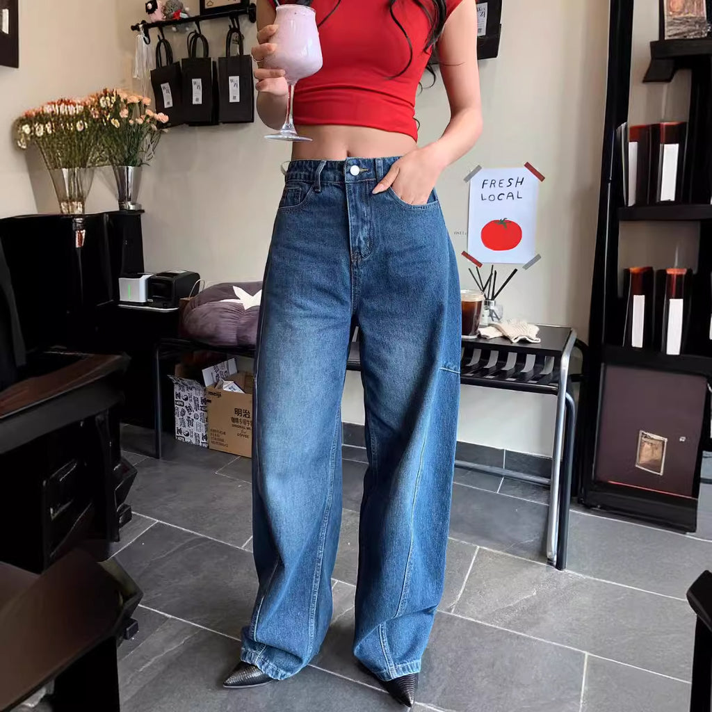 Light Deconstruction Split Tangent Loose Curved Banana Jeans photo 3