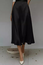 Satin A-line Midi Skirt (9)