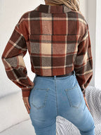 Plaid Button Up Cropped Jacket (3)