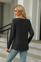 Square Neck Long Sleeve Slit T-shirt (18)