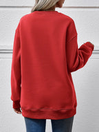 Letter Graphic Round Neck Long Sleeve Sweatshirt (9)