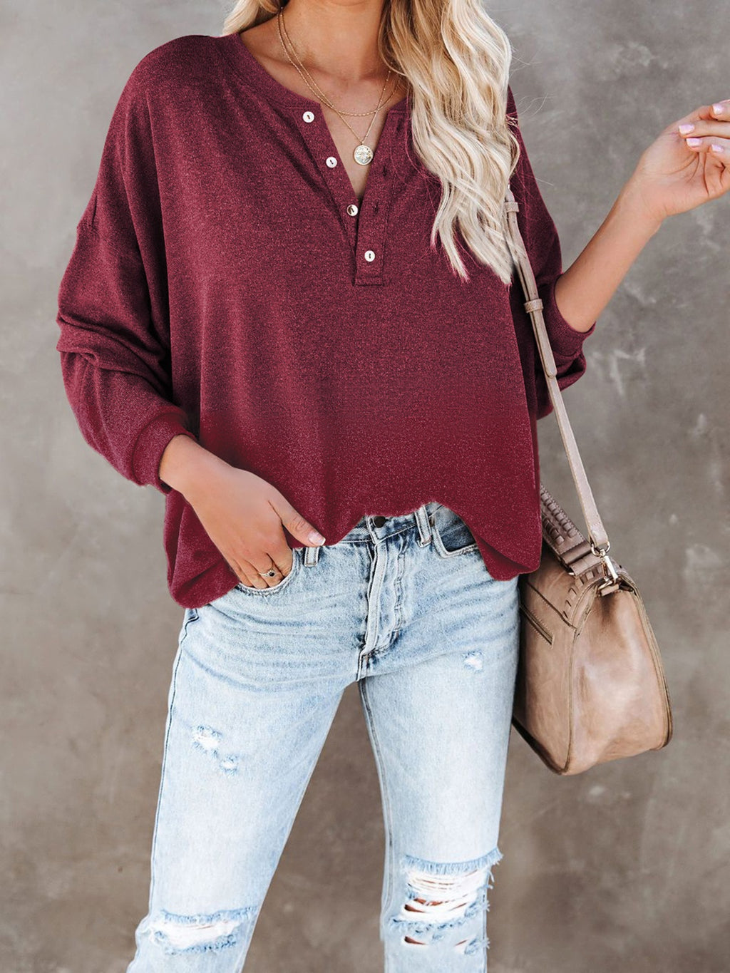 Buttoned Drop Shoulder Top (3)