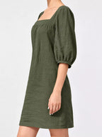 Square Neck Puff Sleeve Mini Dress (10)