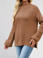 Ribbed Mock Neck Drop Shoulder Sweater (8)