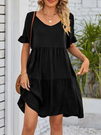 Ruffled Sleeve Tiered Mini Dress (8)