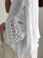 Boat Neck Crochet Knit Cover Up (10)