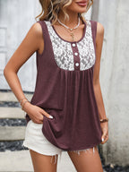 Lace Contrast Scoop Neck Tank (8)