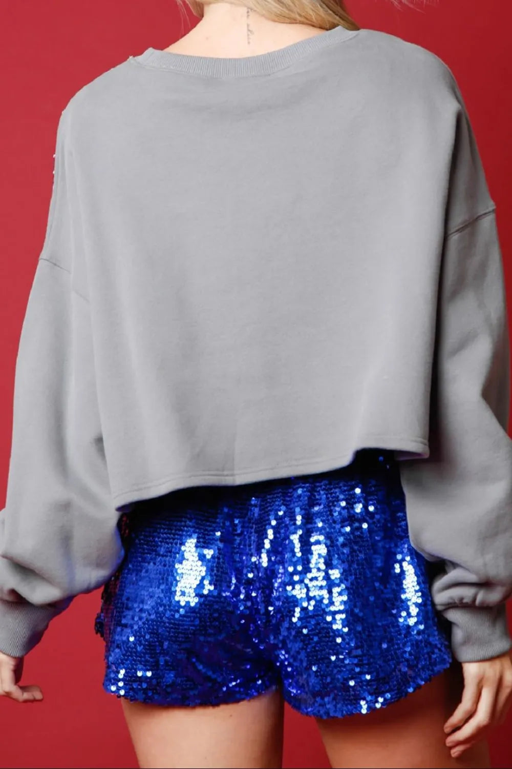 Sequin Round Neck Dropped Shoulder Sweatshirt (8)