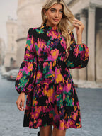 Printed Balloon Sleeve Mini Dress (7)