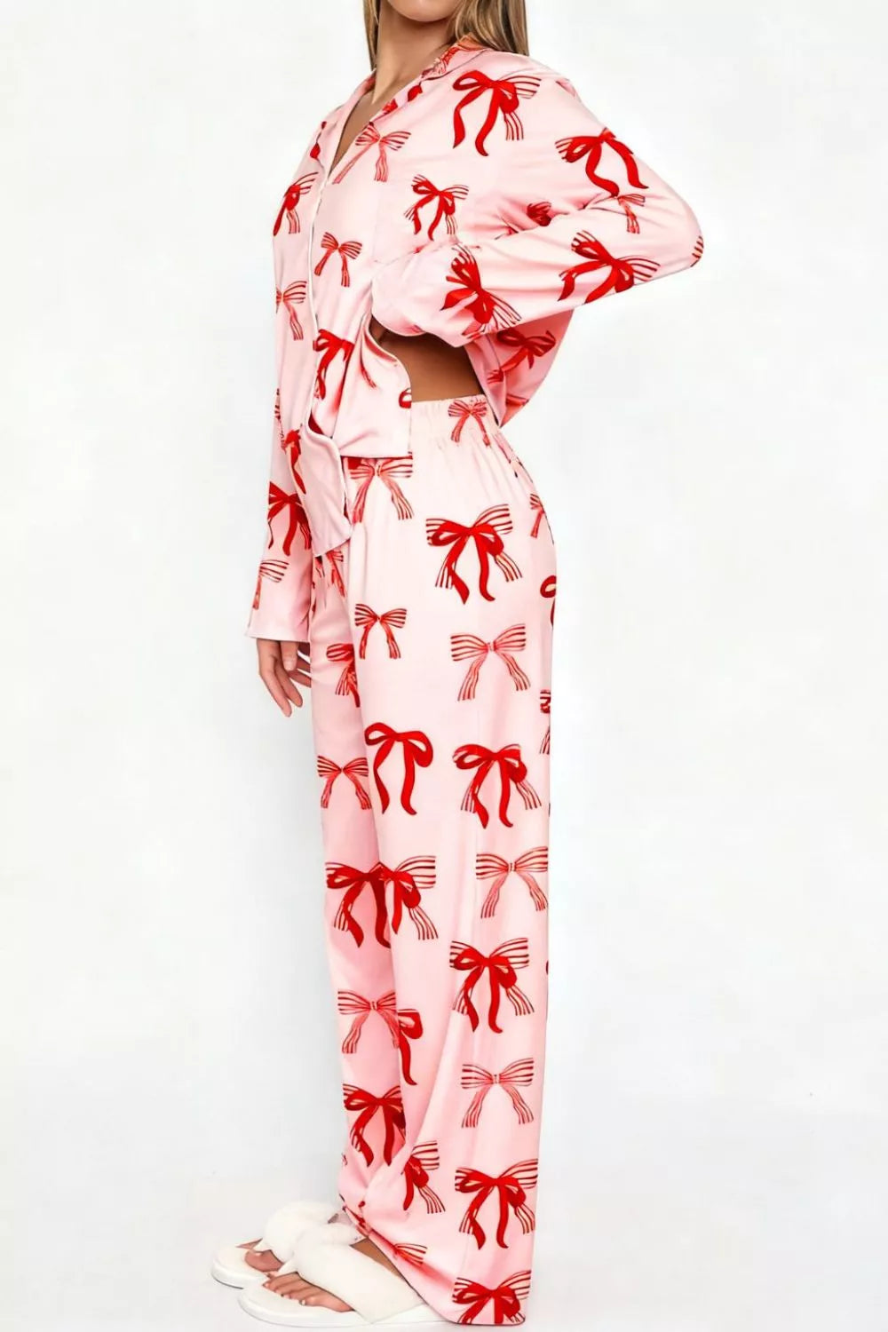 Bow Print Top Wide Leg Pants Lounge Set (9)