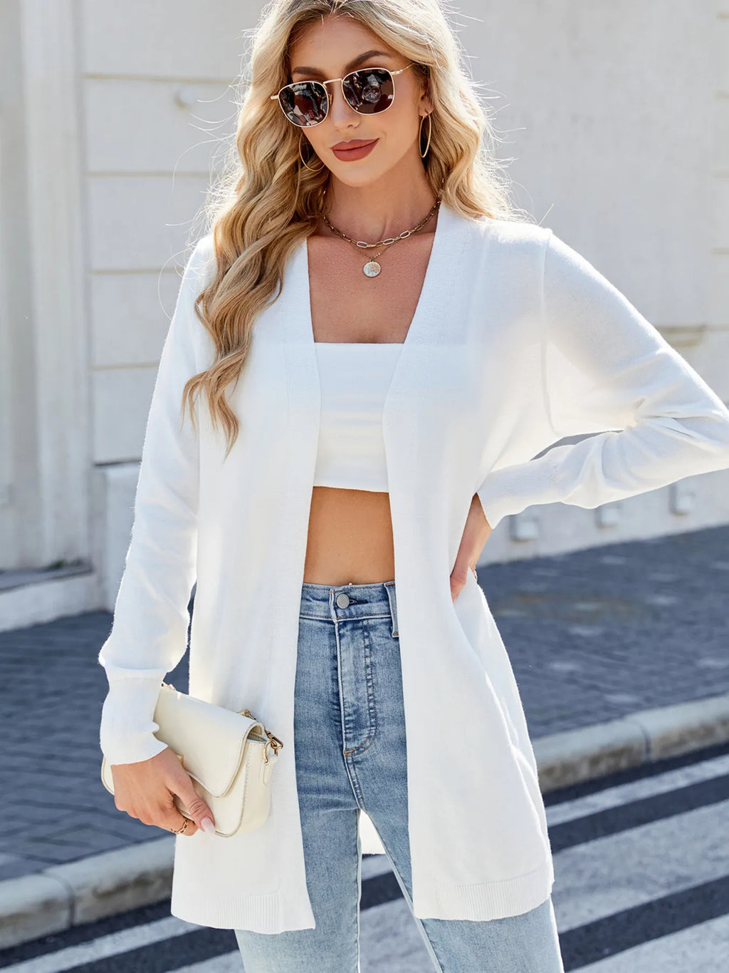 Striped Open Front Cardigan Relaxed Fit (8)