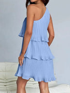 Layered Single Shoulder Mini Dress (15)