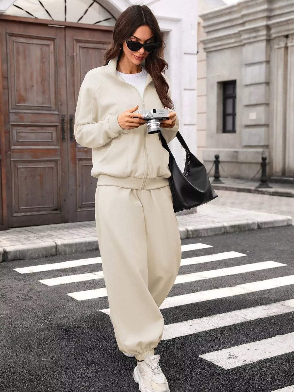 Zip-up Long Sleeve Top Pants Set (17)