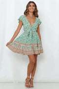V-neck Print Dress variant CJNSSYLY05672-Green-L|CJNSSYLY05672-Green-S|CJNSSYLY05672-Green-M