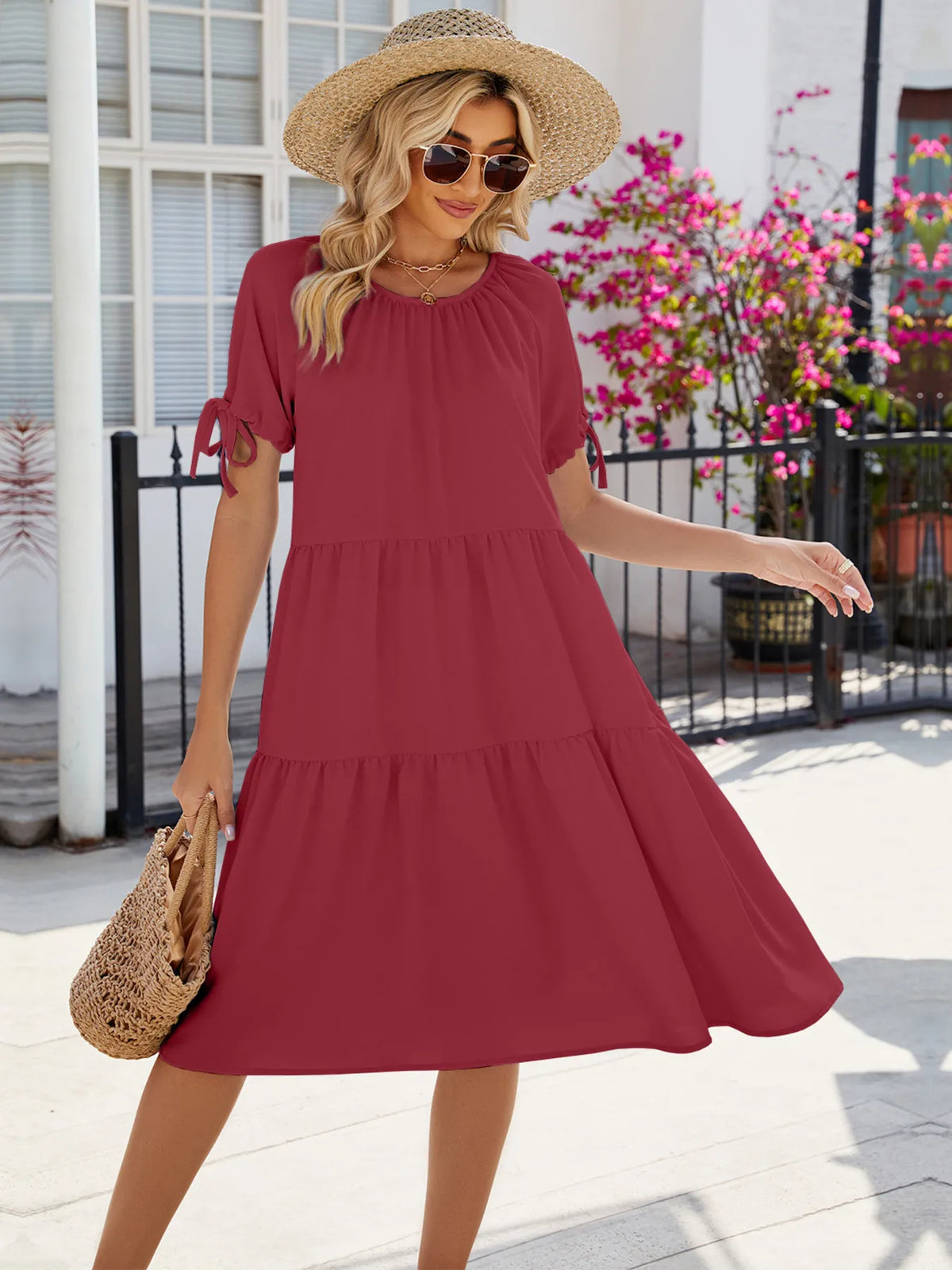 Tiered Round Neck Summer Dress (12)