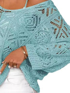 Openwork 3/4 Sleeve Knit Cover Up (6)