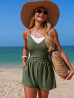 Block Adjustable Strap One-piece Swimsuit (7)