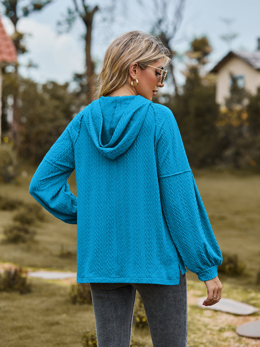 Cable-knit Dropped Shoulder Hoodie (12)