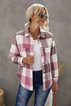 Plaid Button Up Dropped Shoulder Jacket (4)