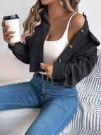 Corduroy Button-up Dropped Shoulder Jacket (3)