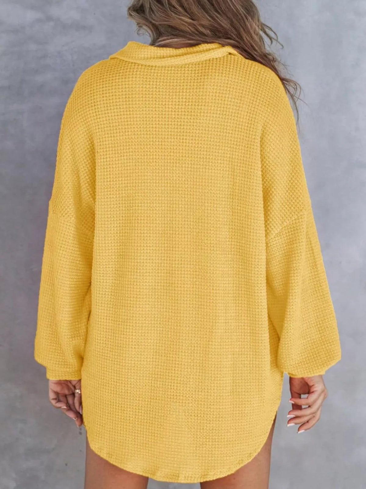 Casual Waffle Knit Button Detail Blouse (2)
