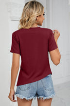 Ruched Round Neck Short Sleeve T-shirt (2)