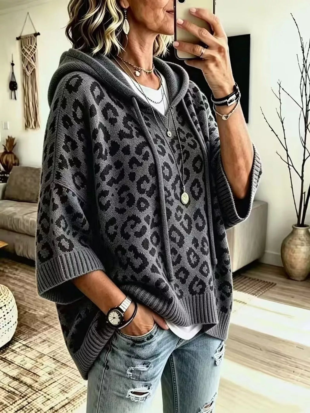 Drawstring Leopard Hooded Sweater (7)