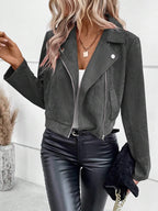Zip Up Suede Cropped Moto Jacket (12)