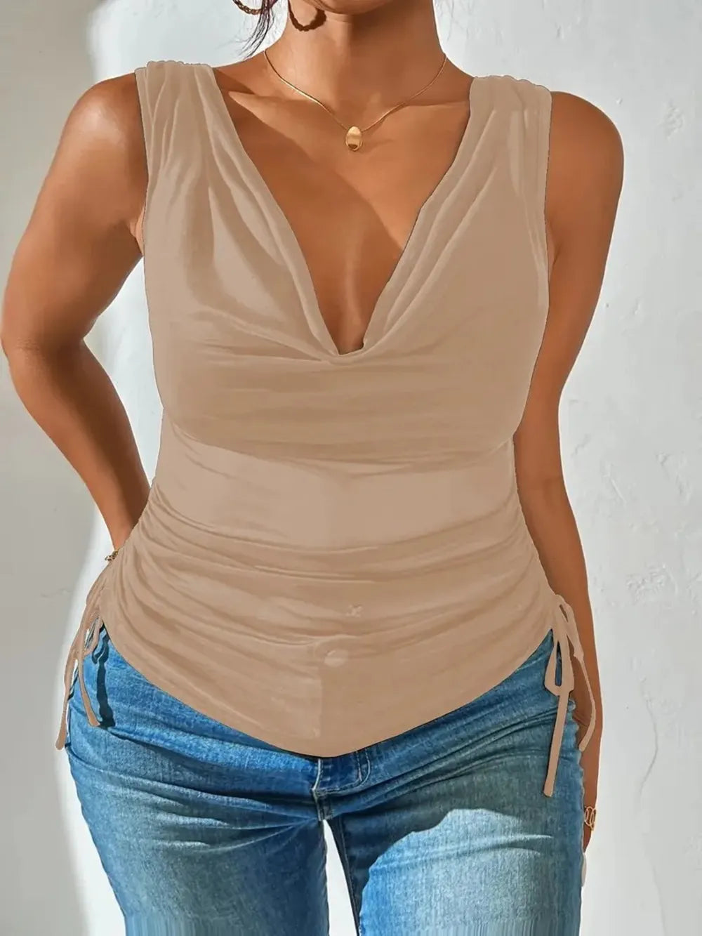 Side Drawstring Ruched Tank (17)