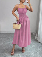 Smocked Spaghetti Strap Midi Dress (21)