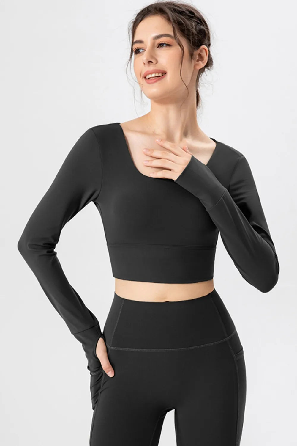 Square Neck Crisscross Active T-shirt (7)