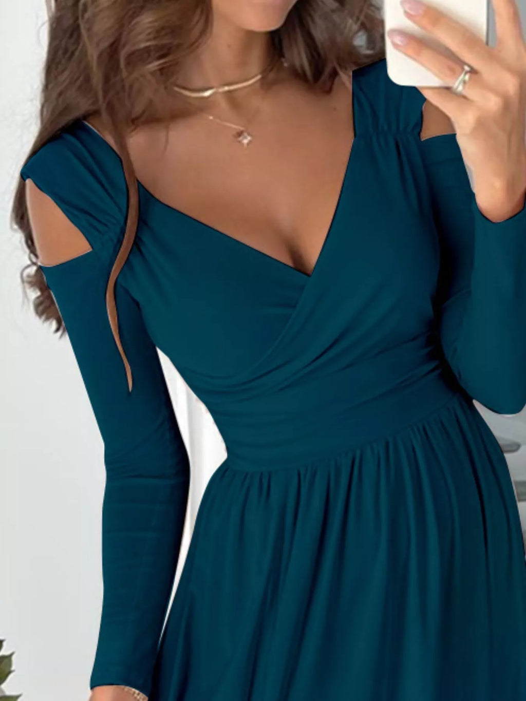 Slit Surplice Cold Shoulder Maxi Dress (5)