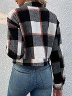 Plaid Button-front Cropped Jacket (36)