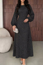 Polka Dot Long Sleeve Maxi Dress (10)