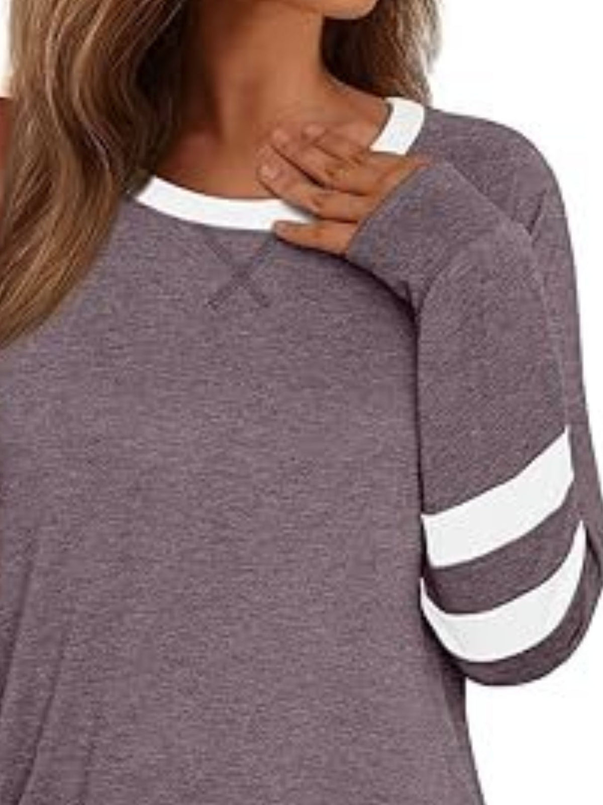 Casual Striped Round Neck T-shirt (4)