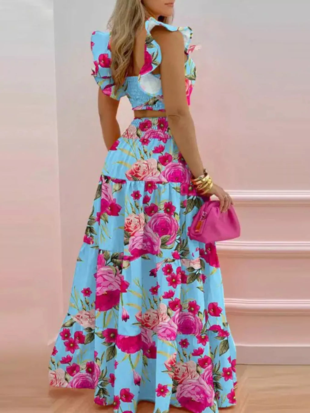 Crop Top Tiered Maxi Skirt Set (12)