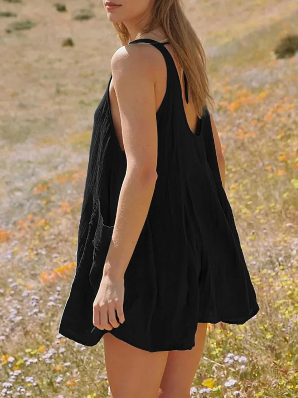 Tied Scoop Neck Wide Strap Mini Dress (4)