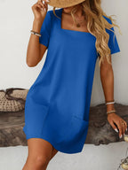 Square Neck Short Sleeve Mini Dress (8)