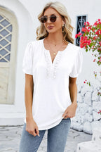 Frill Notched Short Sleeve Blouse (19)