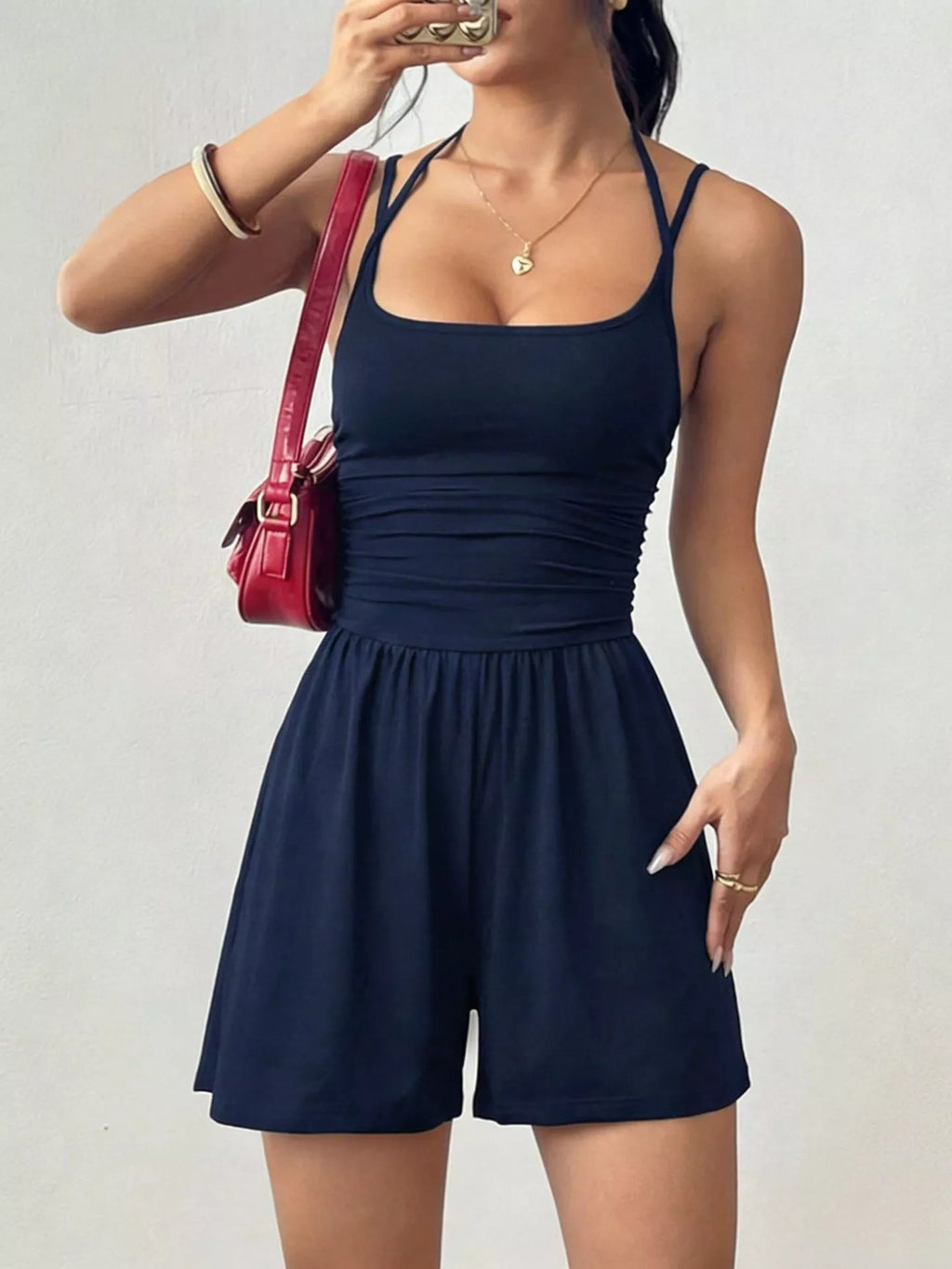 Ruched Spaghetti Strap Romper (9)