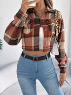 Plaid Button Up Cropped Jacket (4)