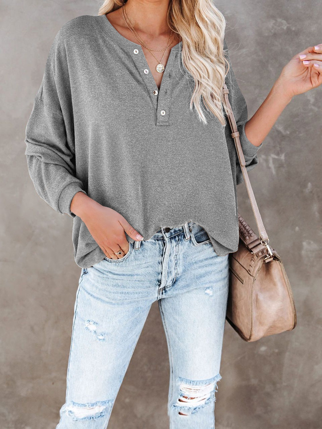 Buttoned Drop Shoulder Top (14)