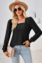 Square Neck Puff Sleeve T-shirt (8)