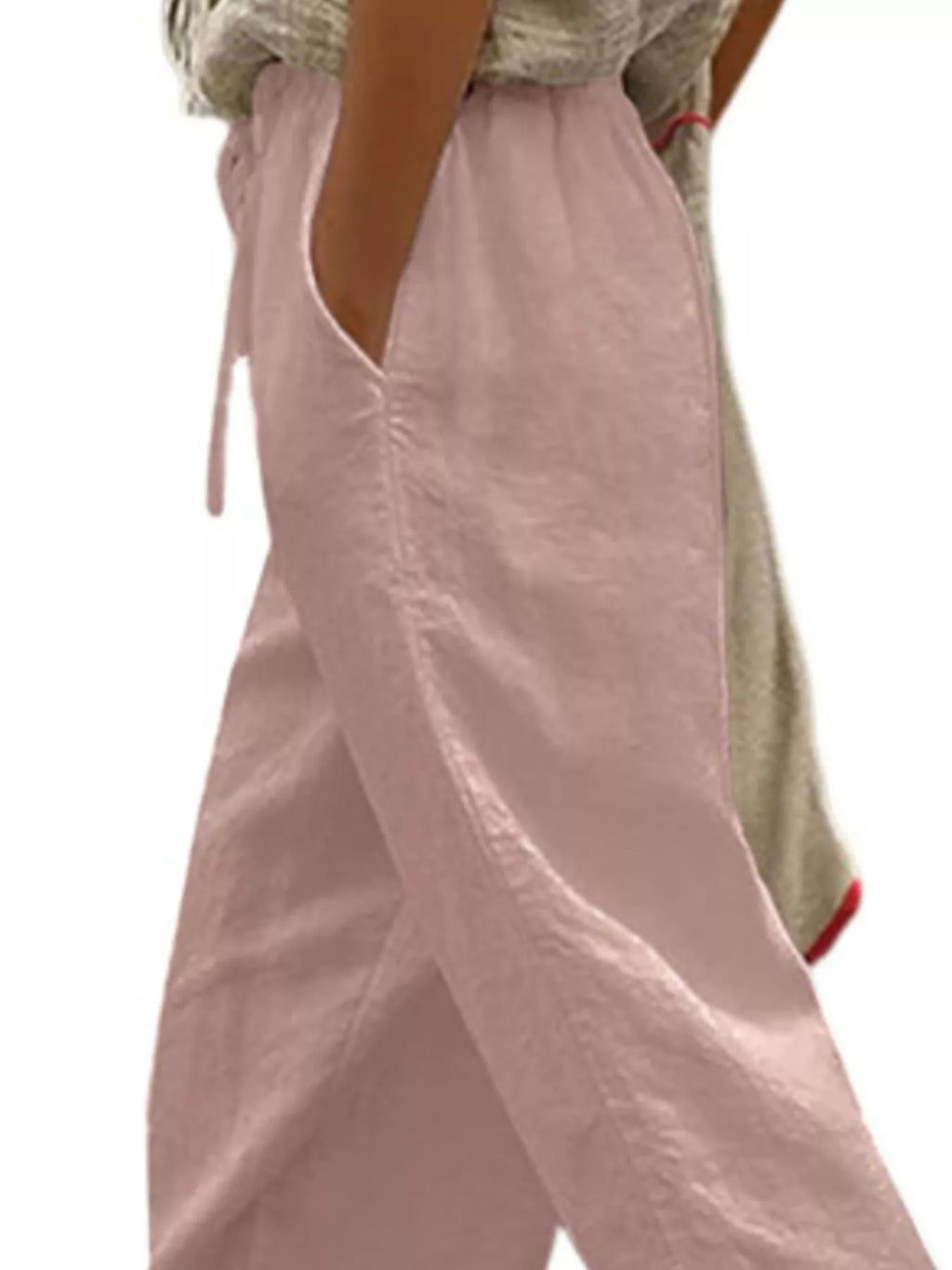 Casual Linen Drawstring Cropped Pants (10)